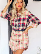 Plaid Button-Down Mini Dress - Guy Christopher