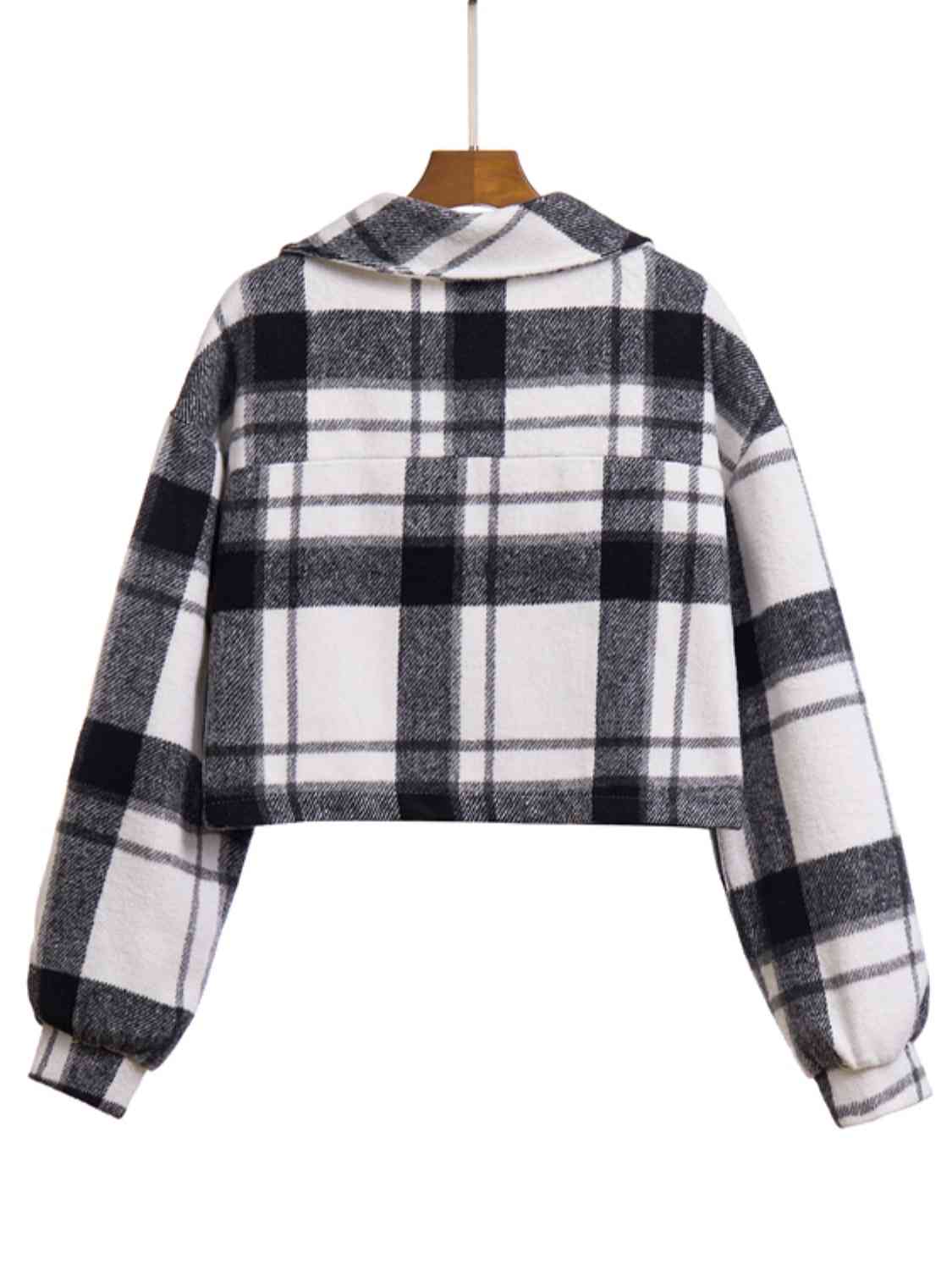 Plaid Button Front Jacket with Pockets - Guy Christopher