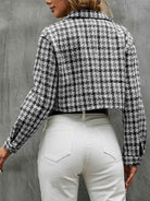 Plaid Button Up Collared Neck Long Sleeve Jacket - Guy Christopher