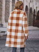 Plaid Collared Neck Button Down Coat - Guy Christopher