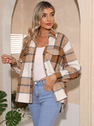 Plaid Collared Neck Button Down Jacket - Guy Christopher