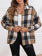 Plaid Collared Neck Button Down Jacket - Guy Christopher