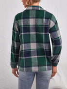 Plaid Collared Neck Button Down Jacket - Guy Christopher