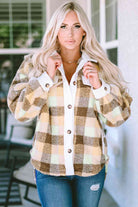 Plaid Collared Neck Button Down Jacket - Guy Christopher