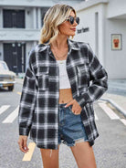 Plaid Collared Neck Button Down Jacket - Guy Christopher