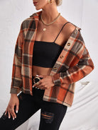 Plaid Collared Neck Button Down Jacket - Guy Christopher