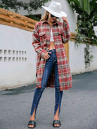 Plaid Collared Neck Button Down Longline Jacket - Guy Christopher