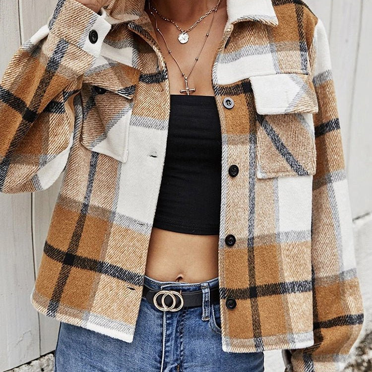 Plaid Collared Neck Jacket - Wrap Yourself in Love and Style - Feel the Warm Embrace - Guy Christopher