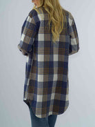 Plaid Collared Neck Long Sleeve Coat - Guy Christopher