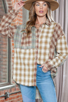 Plaid Collared Neck Long Sleeve Shirt - Guy Christopher