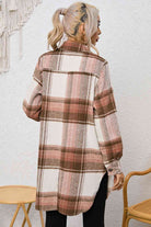 Plaid Collared Neck Longline Jacket - Guy Christopher