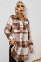 Plaid Collared Neck Longline Jacket - Guy Christopher