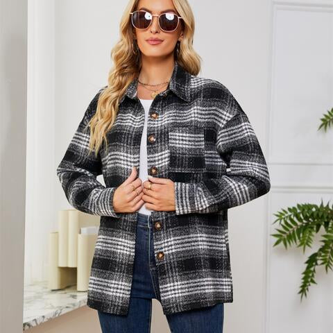 Plaid Collared Shirt Jacket - Guy Christopher