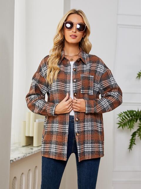 Plaid Collared Shirt Jacket - Guy Christopher