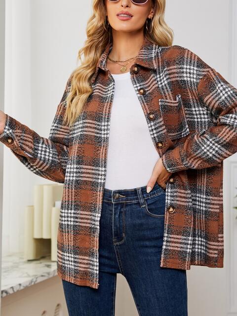 Plaid Collared Shirt Jacket - Guy Christopher