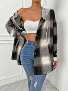 Plaid Drawstring Hooded Jacket - Guy Christopher