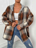 Plaid Drawstring Hooded Jacket - Guy Christopher