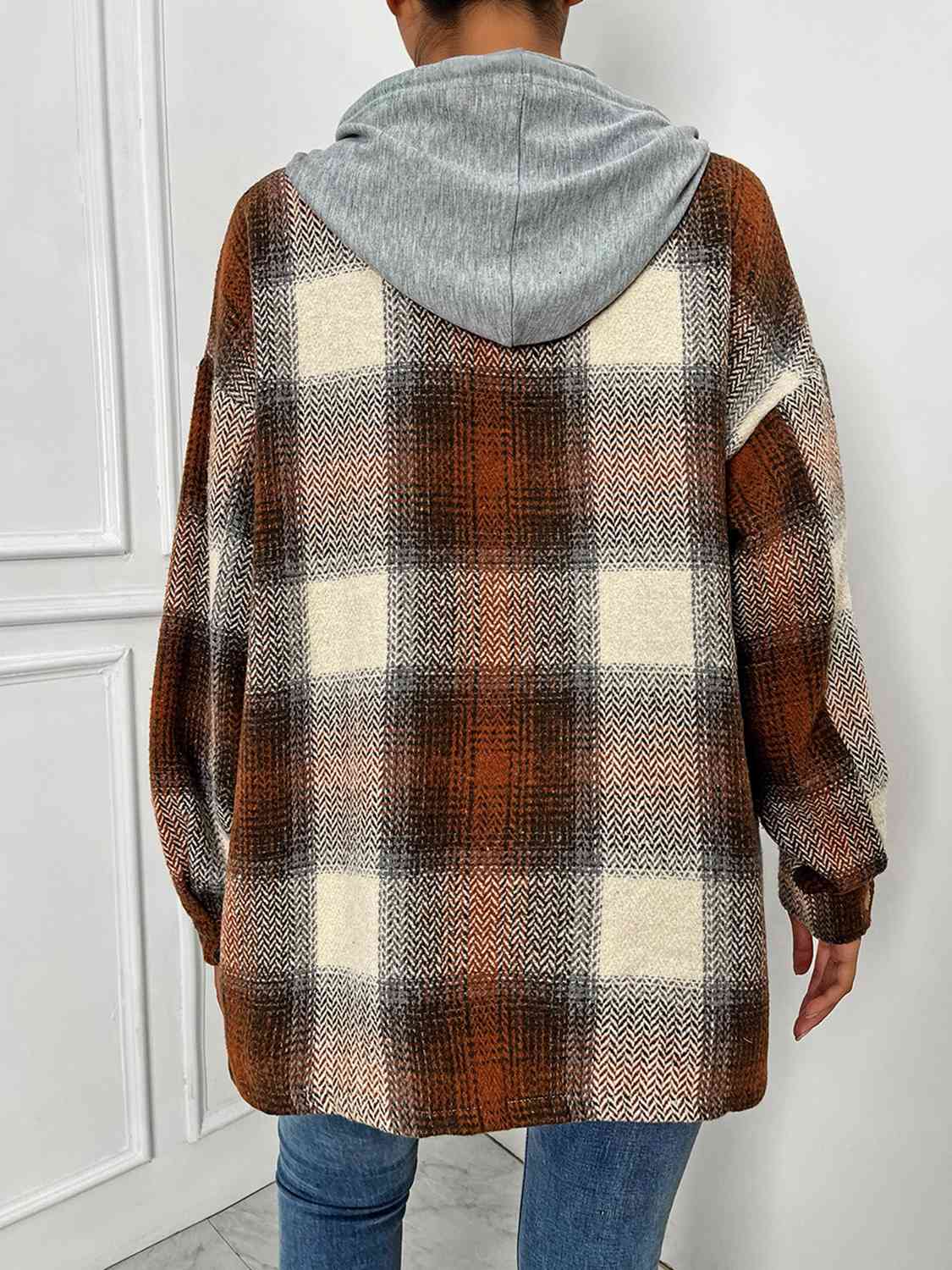 Plaid Drawstring Hooded Jacket - Guy Christopher