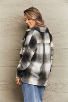 Plaid Dropped Shoulder Collared Jacket - Guy Christopher