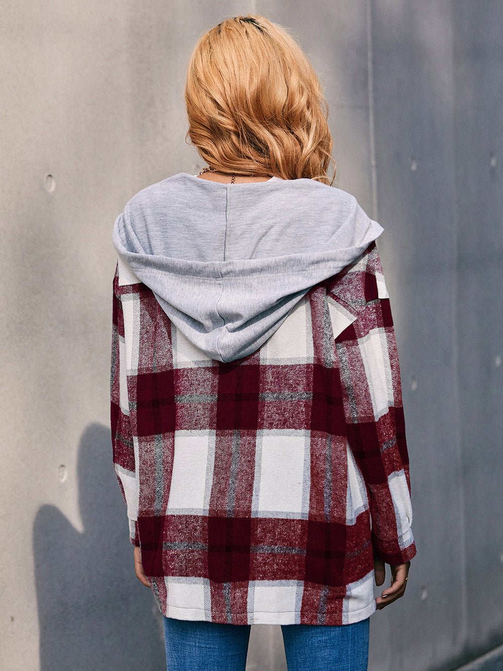 Plaid Dropped Shoulder Hooded Jacket - Guy Christopher