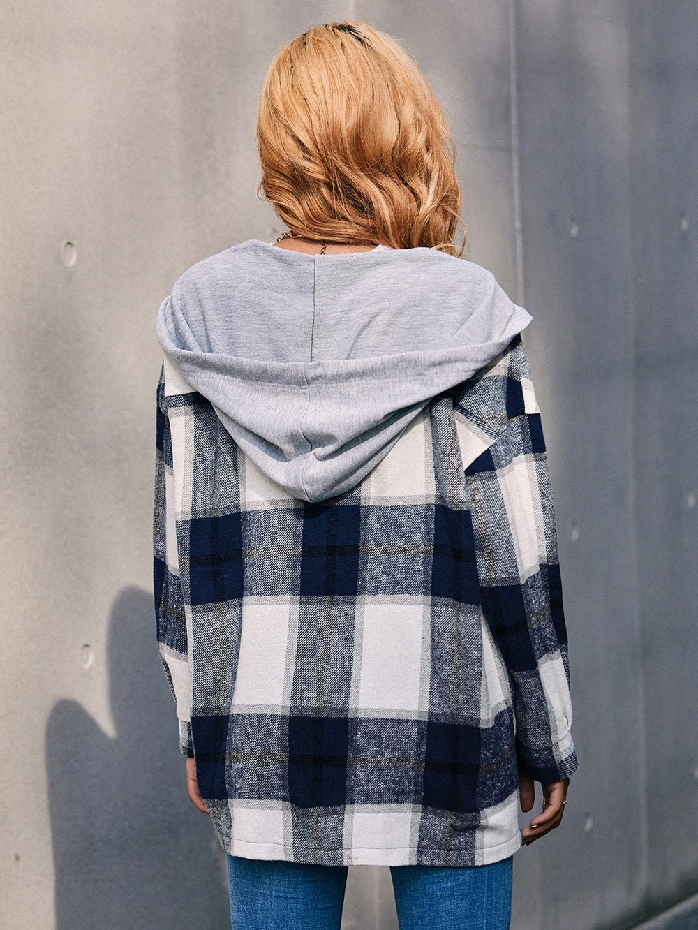 Plaid Dropped Shoulder Hooded Jacket - Guy Christopher