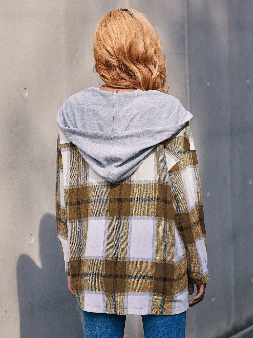 Plaid Dropped Shoulder Hooded Jacket - Guy Christopher