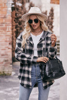 Plaid Dropped Shoulder Hooded Longline Jacket - Guy Christopher