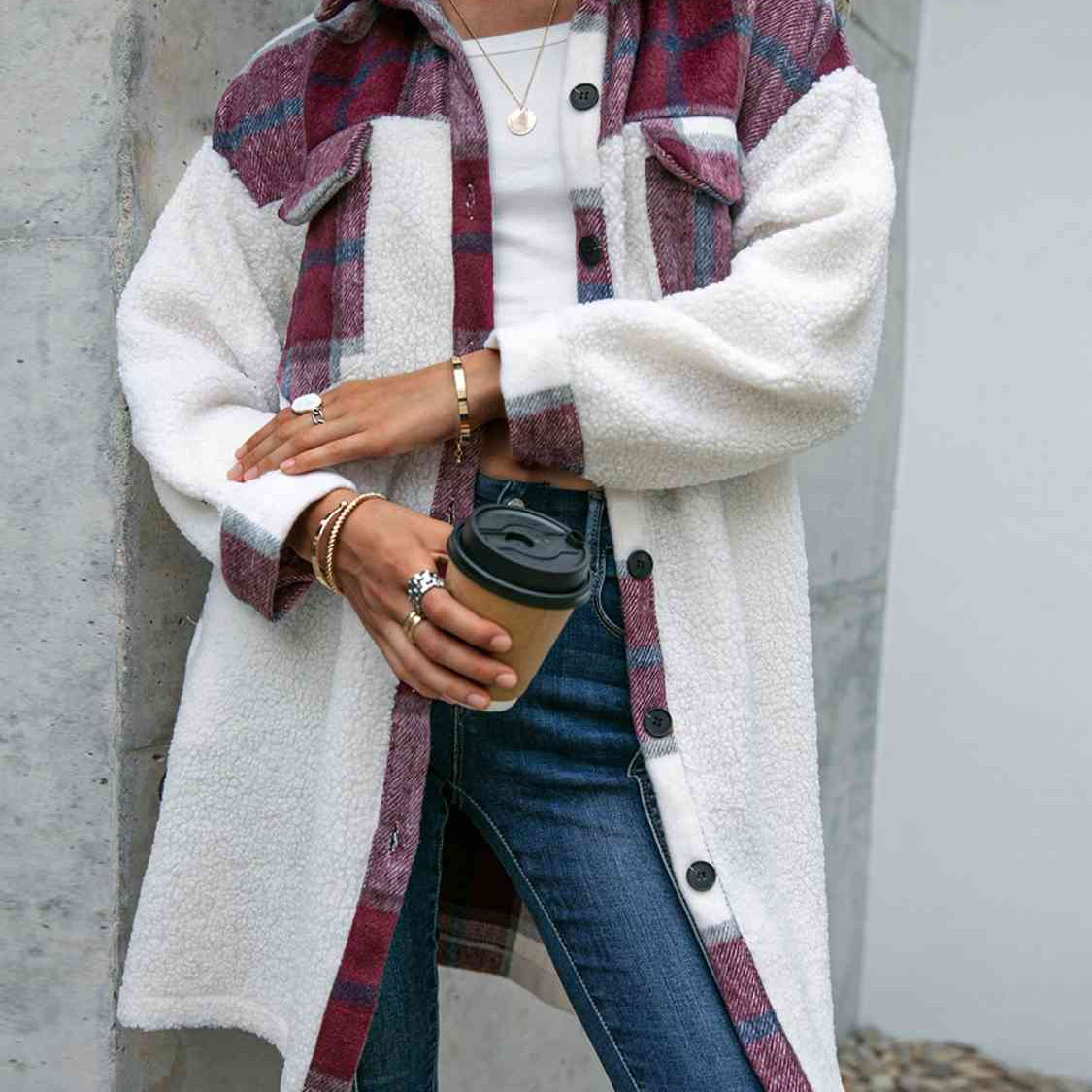 Plaid Dropped Shoulder Longline Coat - Guy Christopher