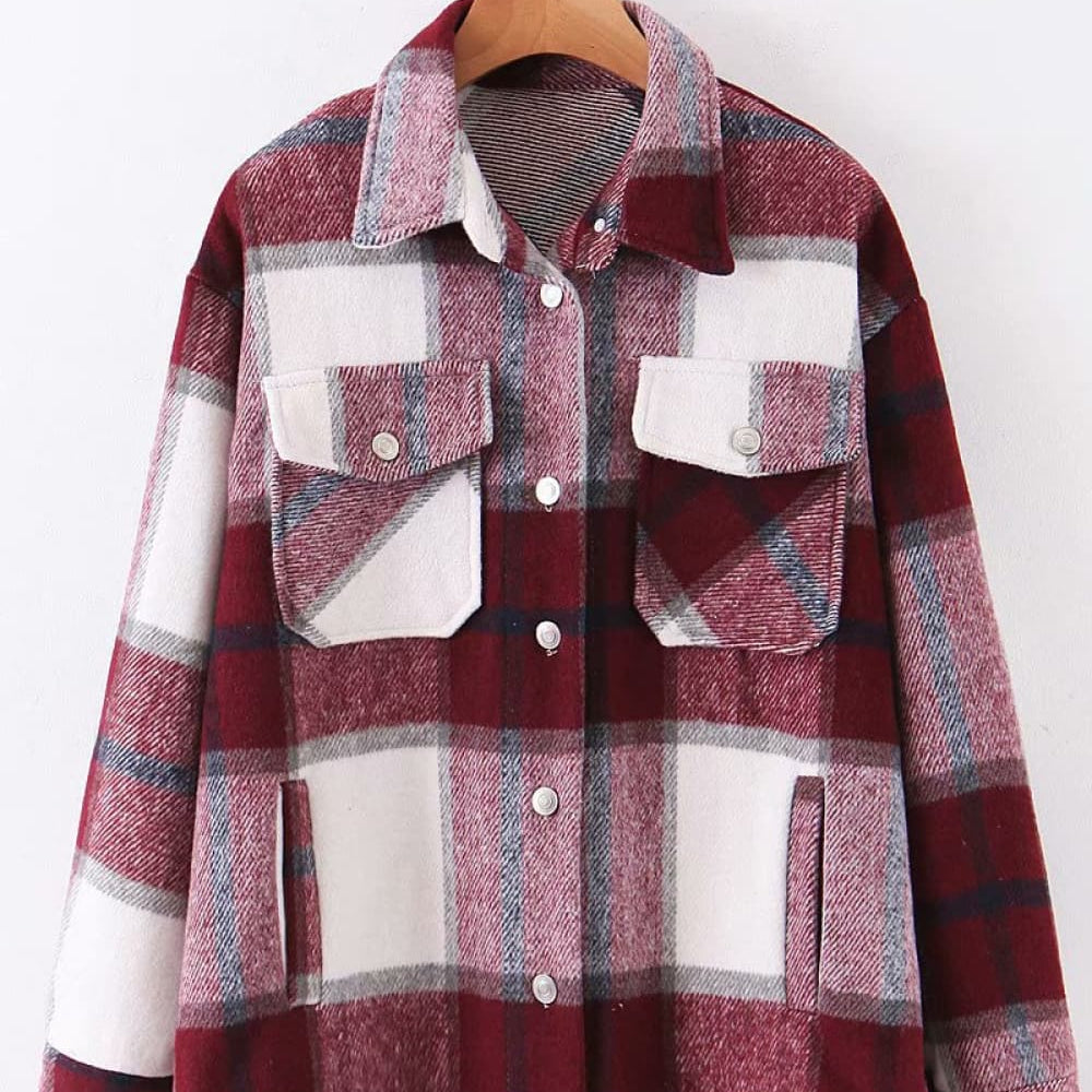 Plaid Dropped Shoulder Shirt Jacket - Guy Christopher