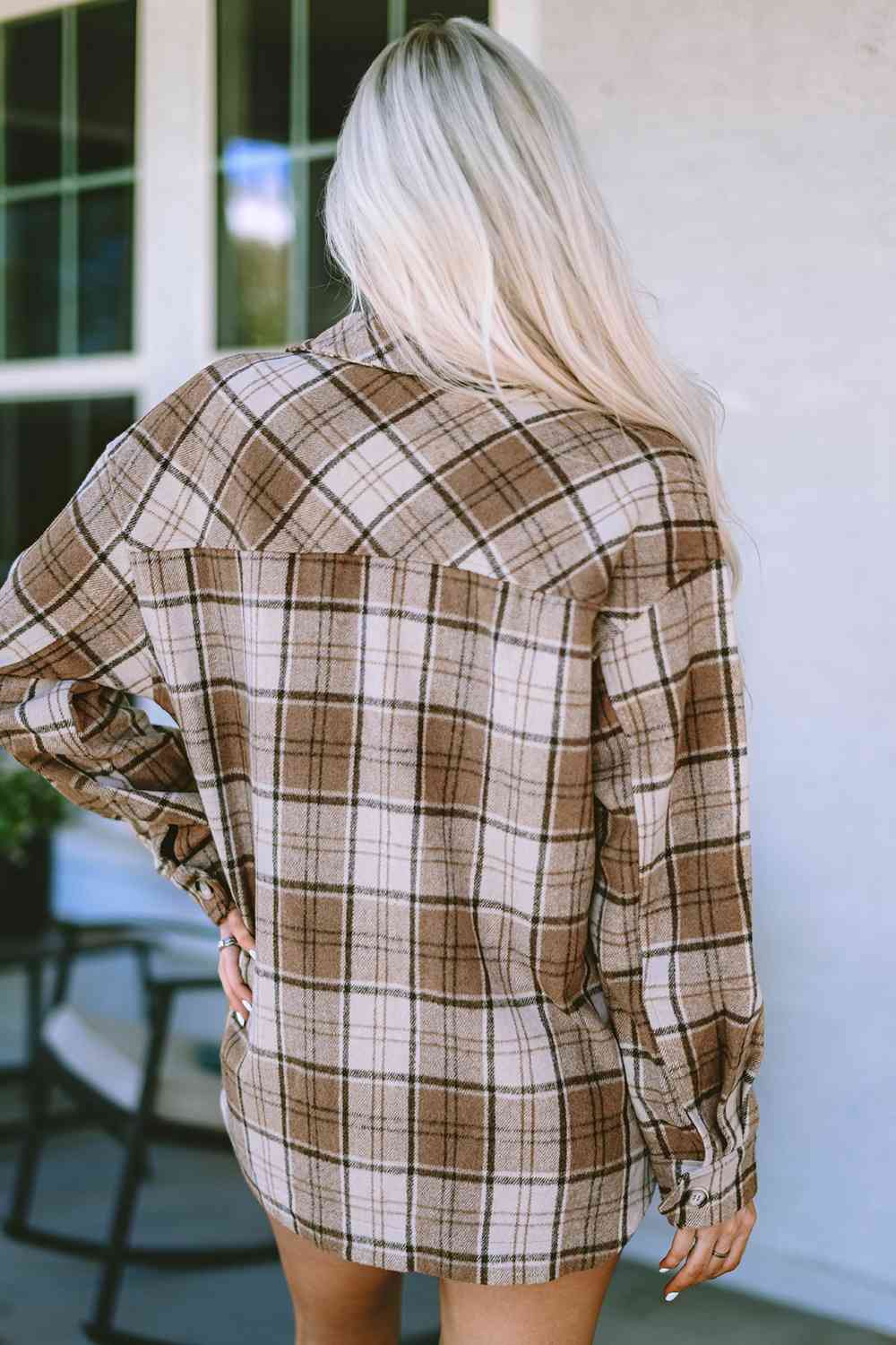 Plaid Dropped Shoulder Shirt Jacket - Guy Christopher