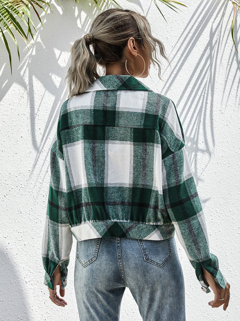 Plaid Dropped Shoulder Shirt Jacket - Guy Christopher