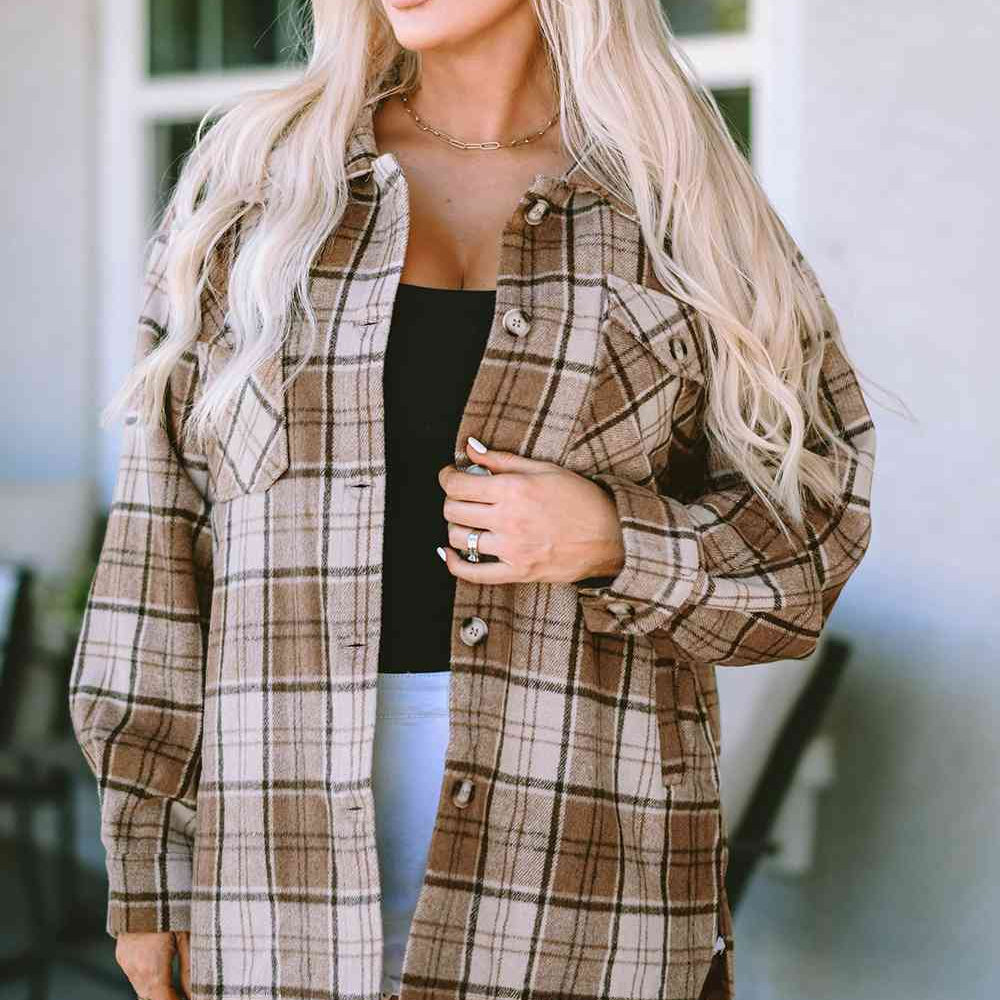 Plaid Dropped Shoulder Shirt Jacket - Guy Christopher