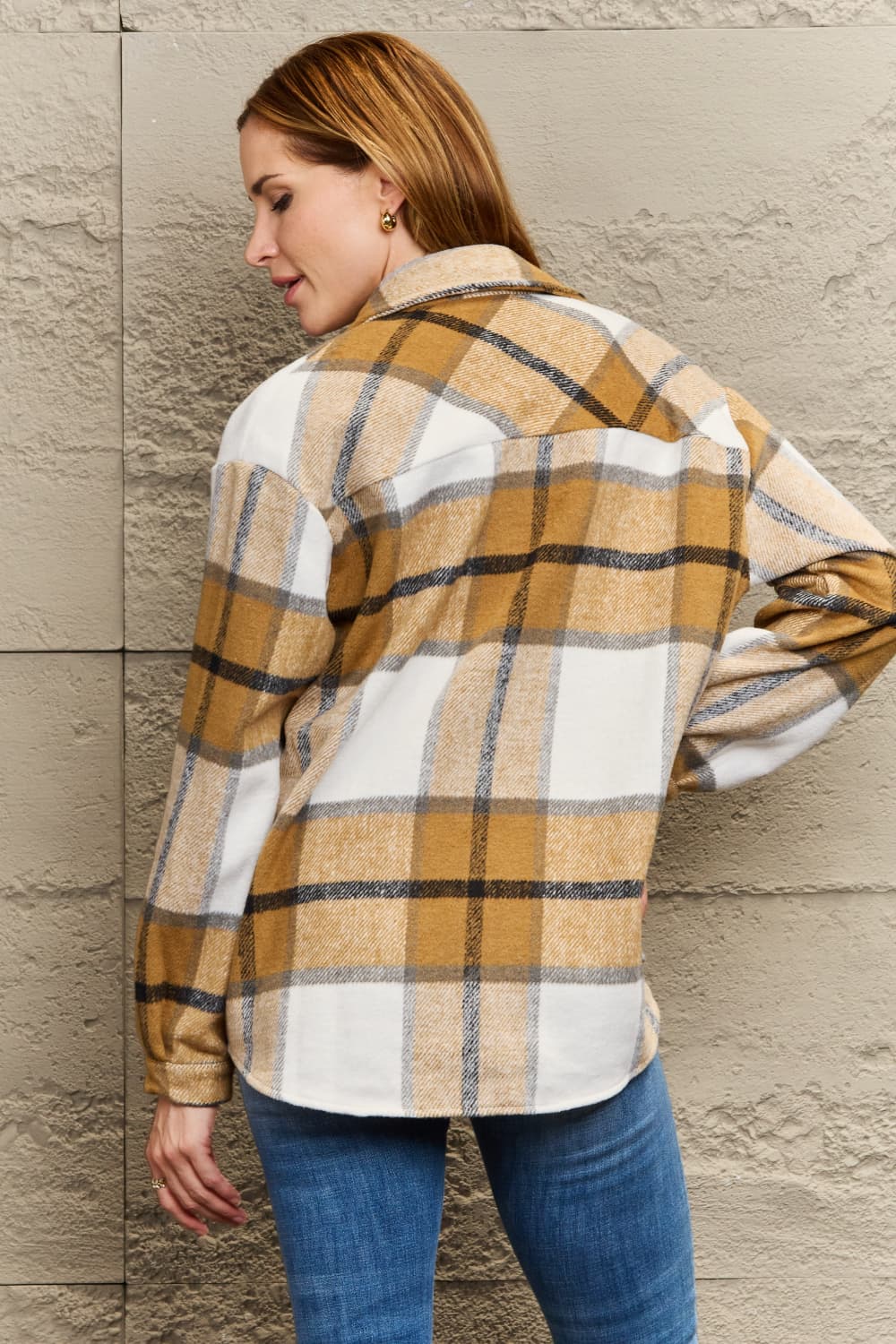 Plaid Dropped Shoulder Shirt Jacket - Guy Christopher