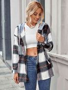 Plaid Hooded Jacket with Pockets - Guy Christopher