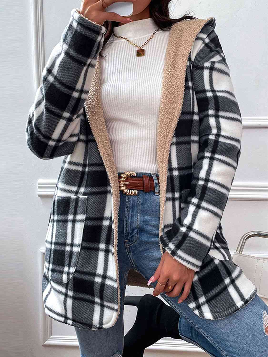 Plaid Hooded Longline Coat - Guy Christopher