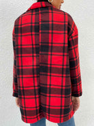Plaid Lapel Collar Coat with Pockets - Guy Christopher
