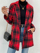 Plaid Lapel Collar Coat with Pockets - Guy Christopher