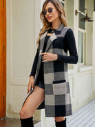 Plaid Lapel Collar Sleeveless Cardigan - Guy Christopher