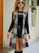 Plaid Lapel Collar Sleeveless Cardigan - Guy Christopher