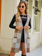 Plaid Lapel Collar Sleeveless Cardigan - Guy Christopher