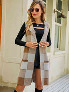 Plaid Lapel Collar Sleeveless Cardigan - Guy Christopher