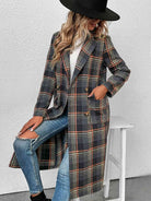 Plaid Lapel Collar Trench Coat - Guy Christopher