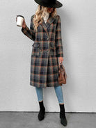 Plaid Lapel Collar Trench Coat - Guy Christopher