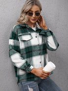 Plaid Long Sleeve Shirt Jacket - Guy Christopher