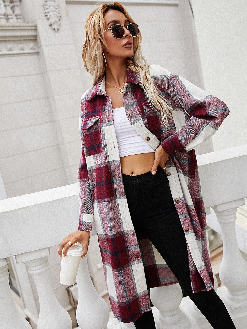 Plaid Longline Shirt Jacket - Guy Christopher