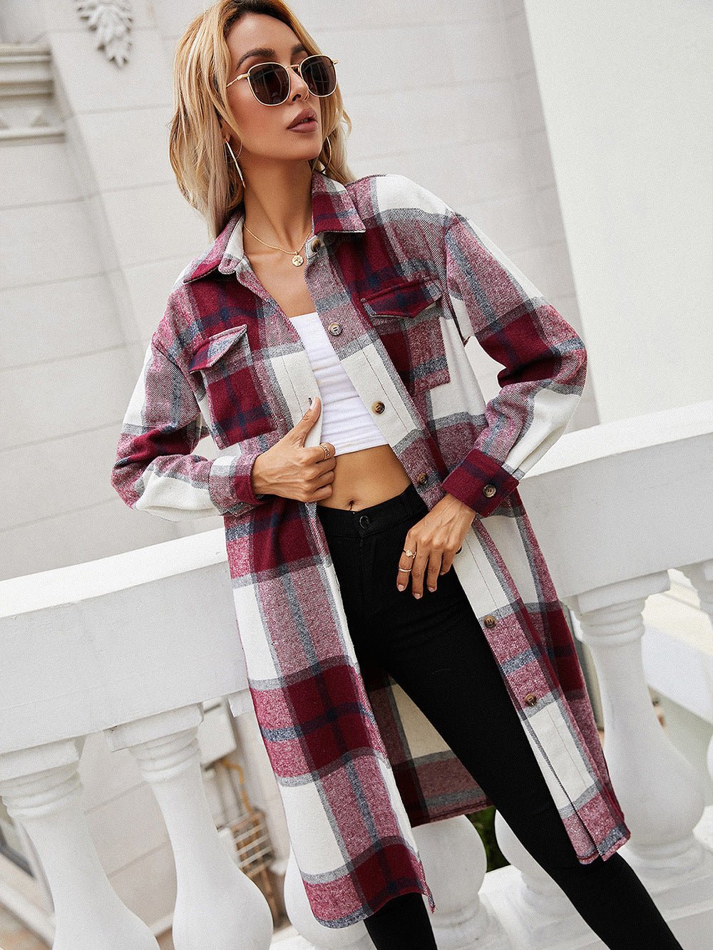 Plaid Longline Shirt Jacket - Guy Christopher