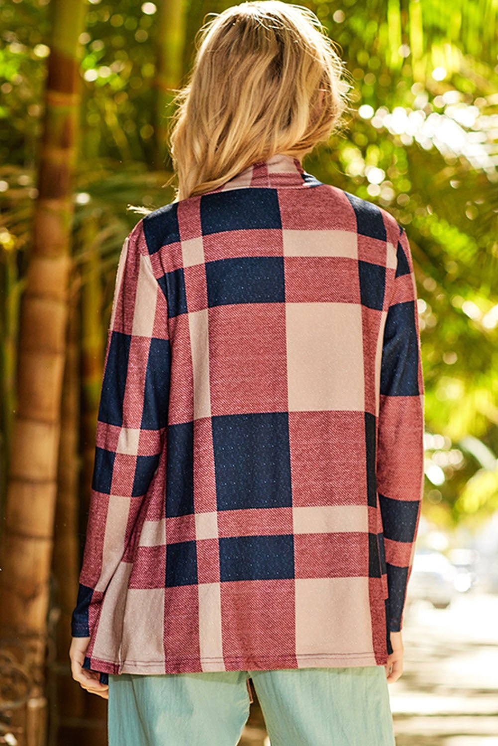 Plaid Open Front Cardigan - Guy Christopher