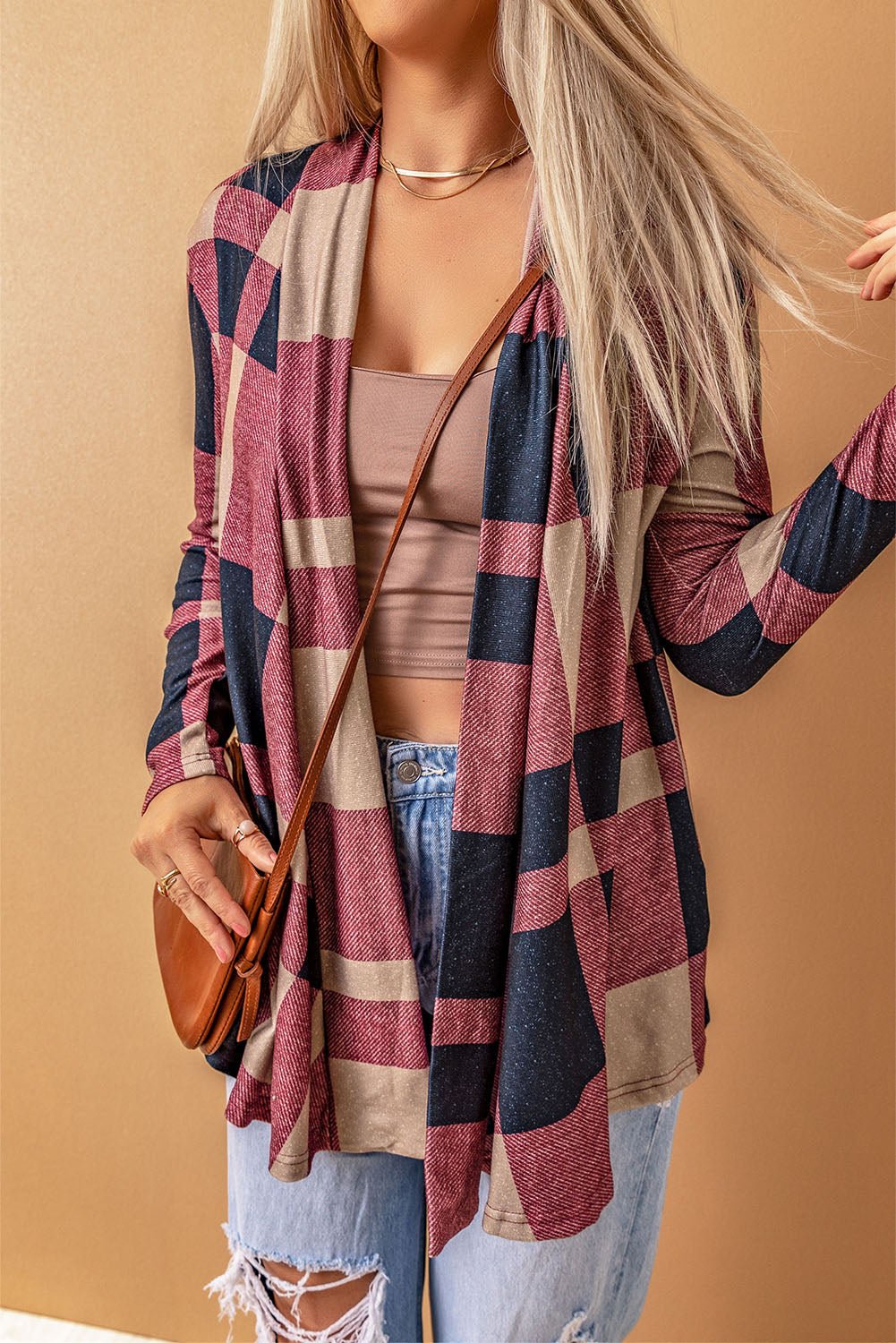 Plaid Open Front Cardigan - Guy Christopher