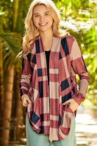 Plaid Open Front Cardigan - Guy Christopher