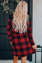 Plaid Round Neck Long Sleeve Mini Dress - Guy Christopher